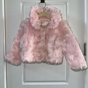 Biscotti Pink Faux Fur Cropped Jacket